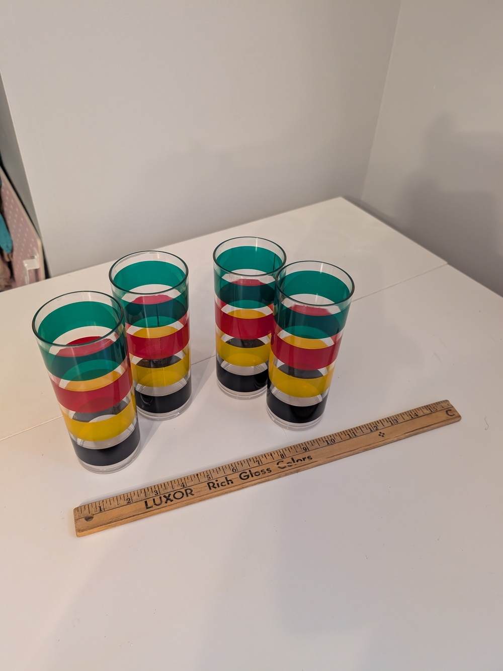 Set of 4 Multicolor HBC Striped Drinking Glasses